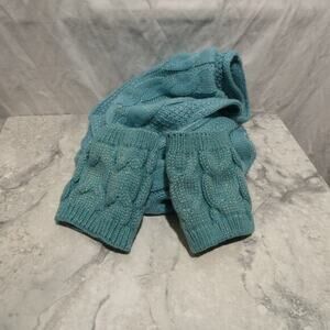 The Royal Standard Scarf‎ and Glove Set Women OS Blue Cable Knit Gold Sparkle